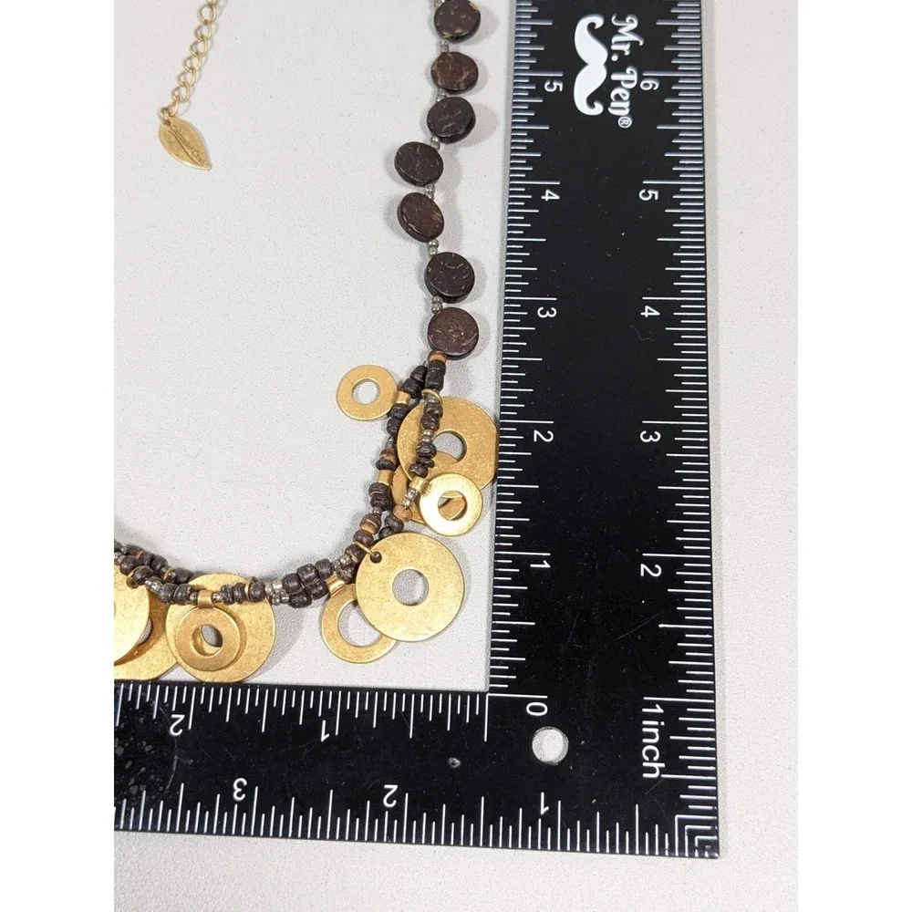 Coldwater Creek Gold Disc Layered Necklace Boho Tribal‎ 19